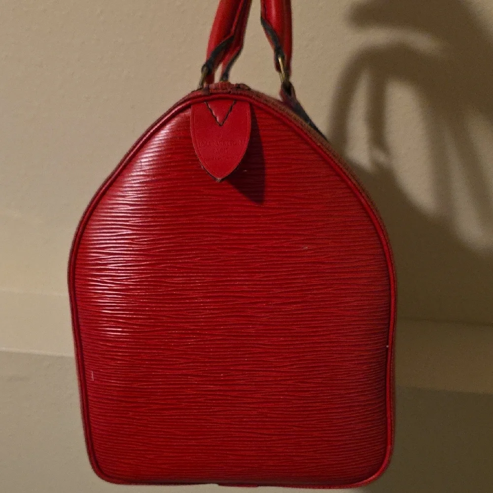 Epi Louis Vuitton Red Satchel Bag